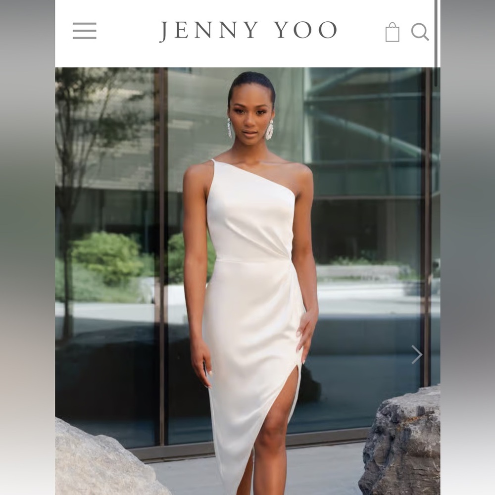 Jenny Yoo One Shoulder Cream Dress